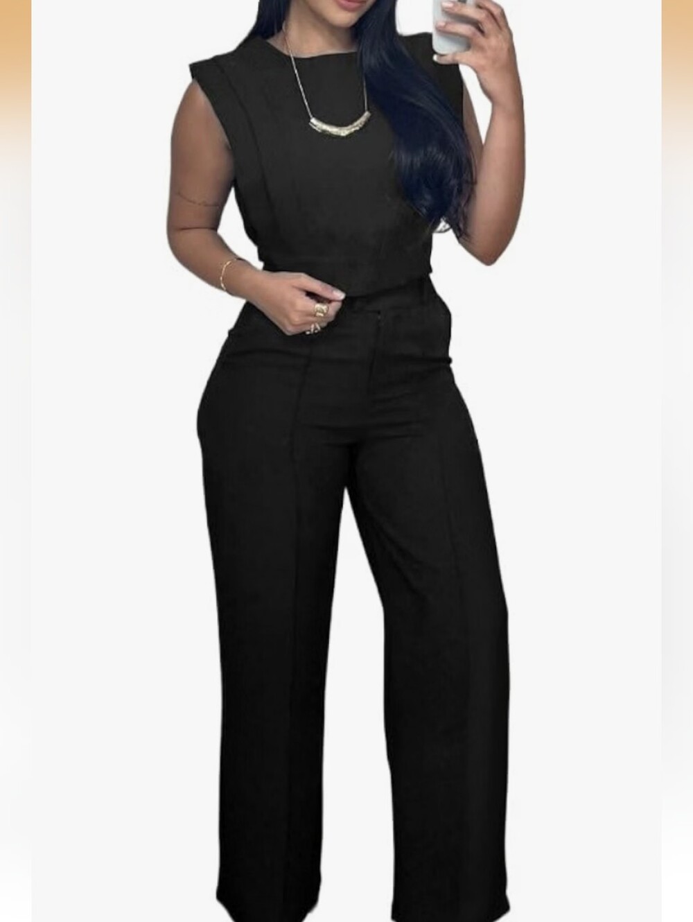 NWT Chicme 2 Pieces Outfit Cap Sleeve Hollow-out Back And Straight Pants Set